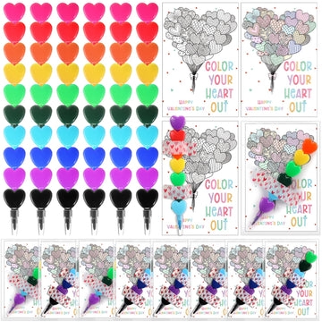 Sayglossy Valentines Day Gift for Kid Stacking Crayons Stackable Buildable Colorful Crayon with Card Sticker School Classroom R