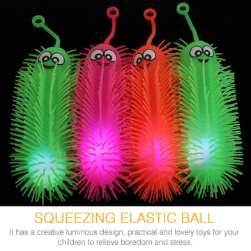 Nuobesty Flashing Light Up Stretchy Caterpillars, 4Pcs Stress Balls Toy, Anxiety And Stress Relief Toys For Adults Teen Kids(Random Color)