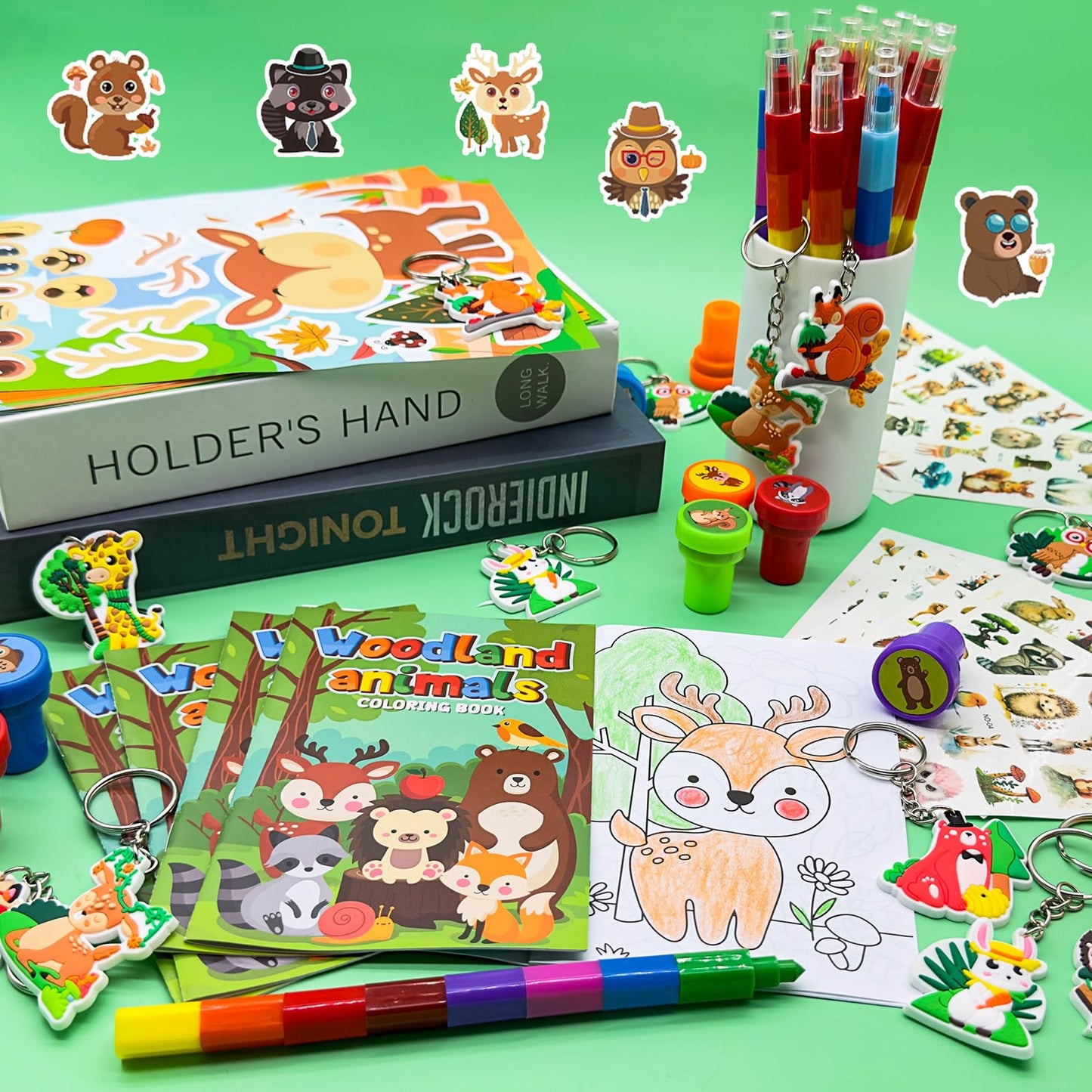 72Pcs Woodland Animals Coloring Book With Crayons Bulk,Forest Creatures Party Favors Goodie Bags Fillers,Wild Animal Birthday Pa