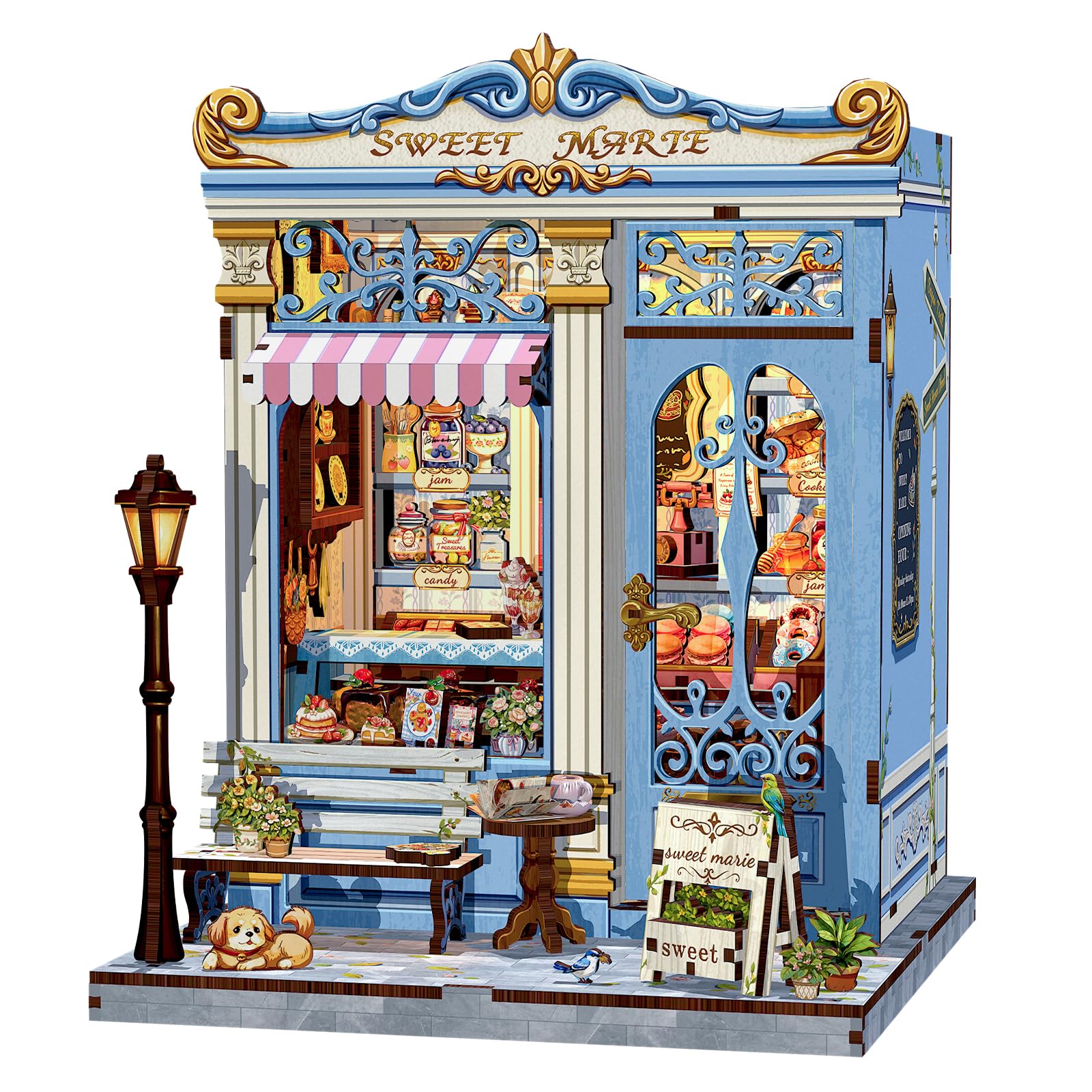 Fsolis Book Nook Kit - DIY Miniature House Kit 3D Puzzles for mature-themeds and Beginners  242 pcs  Booknook Bakery Bookshelf Decor Tiny House Gifts for Women Teenagers Book Lovers (Sweet Marie)