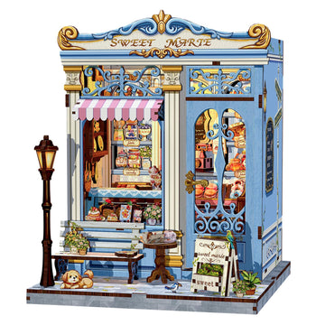 Fsolis Book Nook Kit - DIY Miniature House Kit 3D Puzzles for mature-themeds and Beginners  242 pcs  Booknook Bakery Bookshelf Decor Tiny House Gifts for Women Teenagers Book Lovers (Sweet Marie)