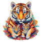 Woodemon Wooden Puzzles For Adults, Tiger Family (S-100Pcs) Wooden Jigsaw Puzzles Kids, 9.3 * 9.8In Unique Shaped Animal Wood Puzzles Adults, Xmas Christmas Puzzles Birthday Gift Family Puzzles Game