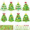 DoubleFill 48 Sets Christmas Tree Suncatchers Craft Kit Xmas Ornaments Stained Glass Christmas Window Crafts Kit for Classroom H