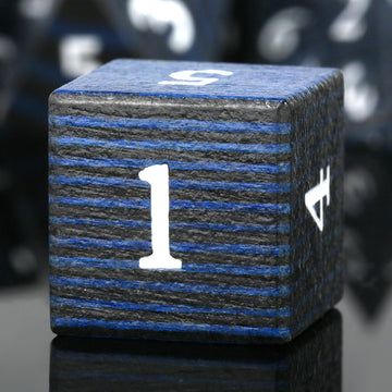 DND Dice Wood,DNDND Technical Wooden DND Die Set with Gift Case for Dungeons and Dragon Tabletop Games (Black and Blue Strips)