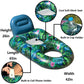 FindUWill Pool Floats Chairs mature-themed - 2 Pack 65'' x 42'' Large Pool Float Chairs  Inflatable Pool Lounger with Cup Phone Holder  Backrest  Footrest  Tanning Pool Lounge (Blue&Green)