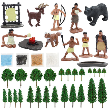 Onest 41 Pieces Native American Figurines Indian Figurines Indians Historical Plastic Action Figures For Projects Decoration Bir