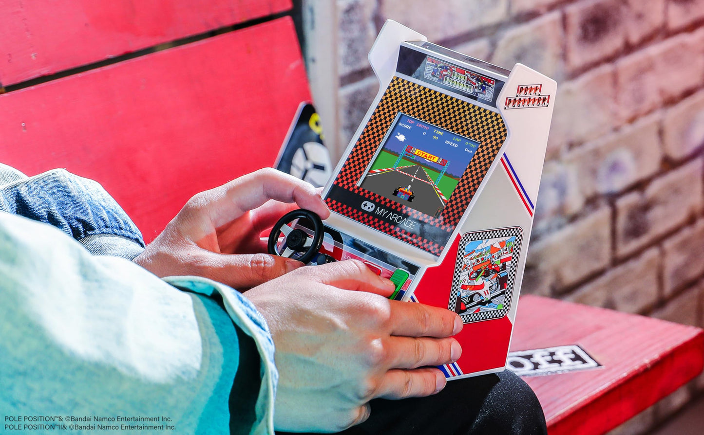 My Arcade Retro Mini Arcade Game Console DGUNL-7022, Full Color Screen, 2 Games, Real Racing Controls, Multi Color, Small Size