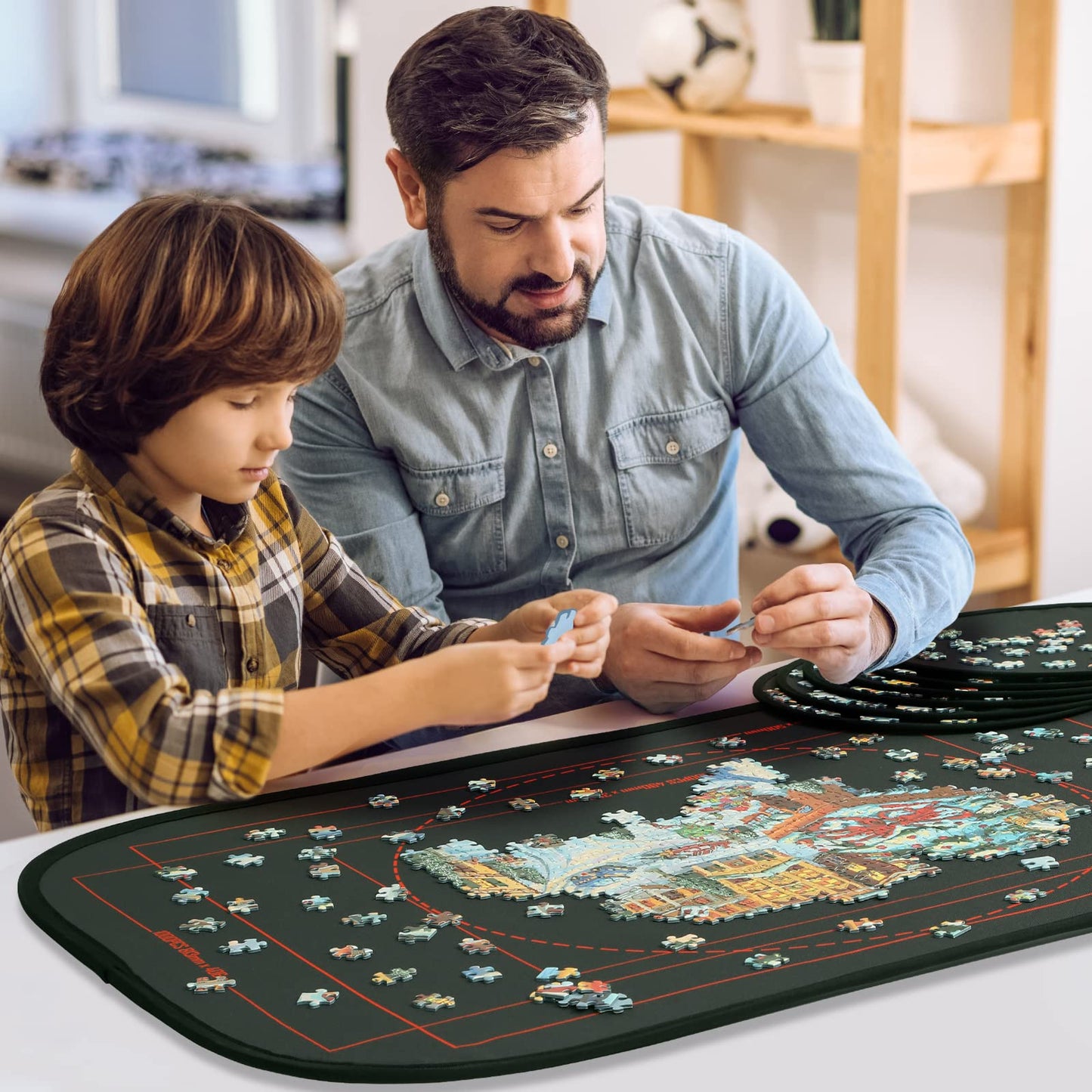 Hxmars Foldable Jigsaw Puzzle Board: Large Portable 1000 Pieces Puzzle Mat With Puzzle Sorter Trays, Puzzle Storage Saver To 500 & 1000 Pieces With Storage Bag(Grey)