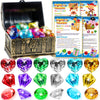 YOULIK Diving Gems Pool Toys incl. Waterproof Games Card Set, 3 Shapes 18 Big Colorful Diamond with Large Pirates Chest, Swim D