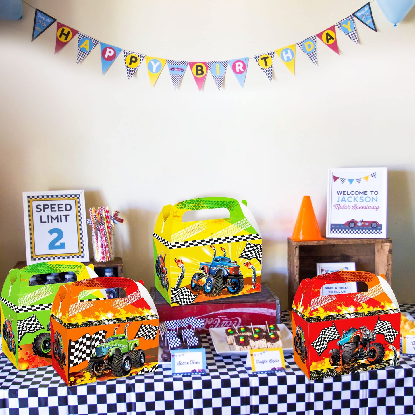 Roaring Good Time 12 PCS Monster Trucks Party Favor Boxes Monster Trucks Party Supplies Monster Trucks Party Favors Monster Truc