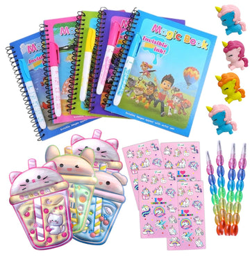 TERA13 (30 Pcs) Kanya Pujan Return Gift for Kids  Stationery Combo with Magic Coloring Book, Lanto Pencil, Pouch, Stickers & Er