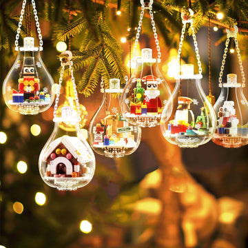 Christmas Ornaments 2024 Building Set, Ornament For Christmas Tree With Light, Xmas And Thanksgiving Holiday For Gifts, Gingerbr
