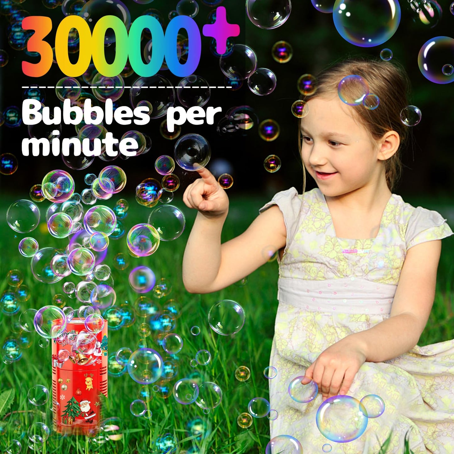 Ivtivfu  Bubble Machine with Lights for Party (20 Holes)  Firework Bubble Machine  Kids Bubble Machine with Closeable Sound  Party  Christmas  Chinese New Year