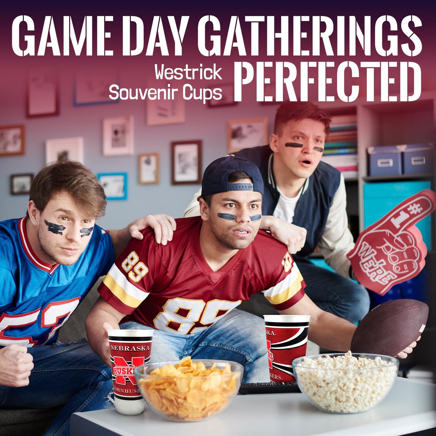 Westrick Nebraska Cornhuskers Souvenir Cups 24 oz 4 Pack Team Memorabilia, Collectibles, Great for Parties & Decor, Reusable Dri