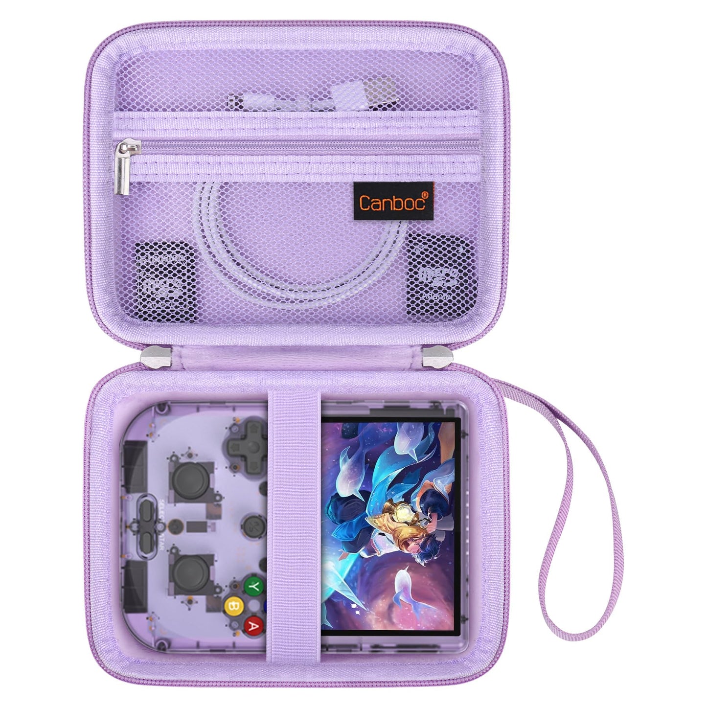Canboc Carrying Case for Anbernic RG40XXV/RG406V/RG405V - Purple, Durable Polyurethane, with Mesh Pocket for Accessories