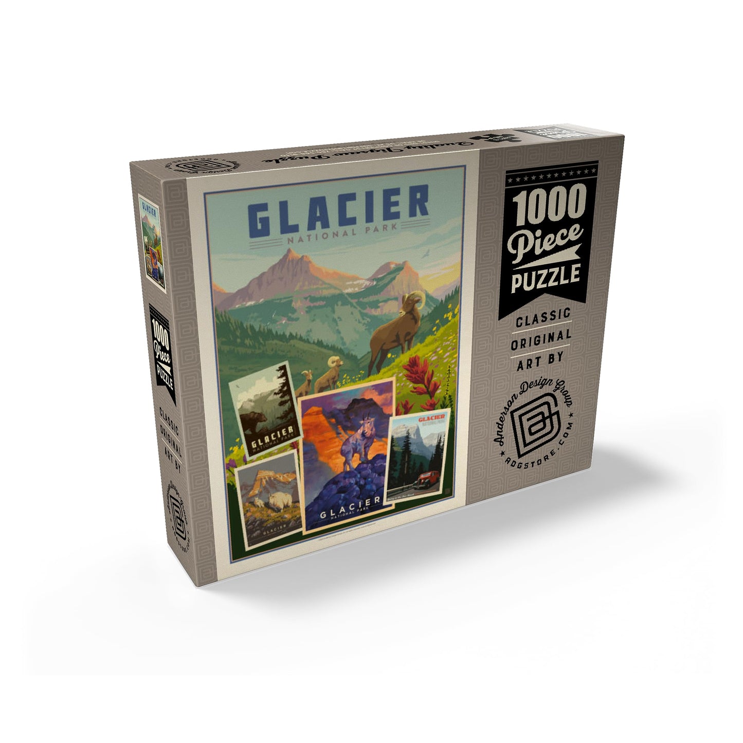 Mypuzzle Glacier National Park: Collage Print, Vintage Poster - Premium 1000 Piece Jigsaw Puzzle For Adults