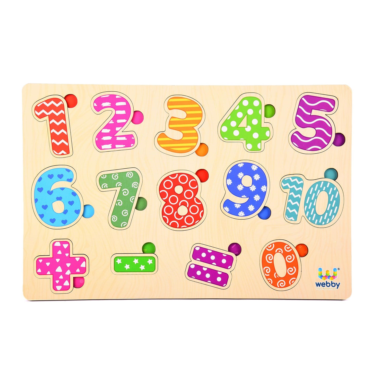 Webby Wooden Counting Numbers Montessori Educational Pre-School Puzzle Toy For 2+ Years Kid