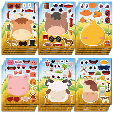 24 Sheets Make Your Own Farm Animals Stickers Make A Face Stickers For Kids Toddlers With Fantasy Farm Animals Diy Craft Sticker