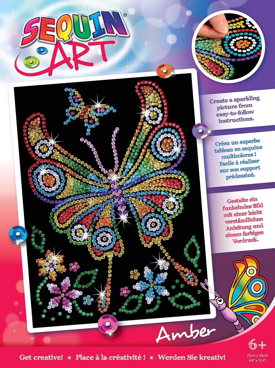 Sequin Art Red, Butterfly, Sparkling Arts and Crafts Picture Kit; Creative Crafts for Adults and Kids