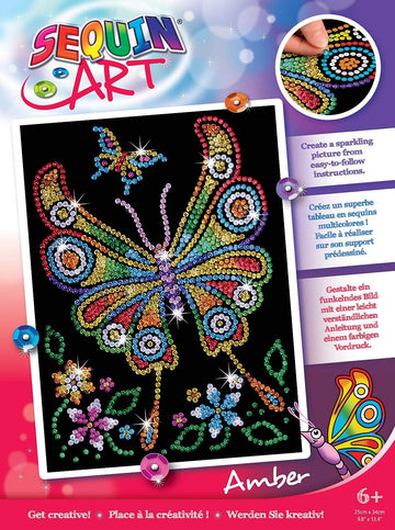 Sequin Art Red, Butterfly, Sparkling Arts and Crafts Picture Kit; Creative Crafts for Adults and Kids