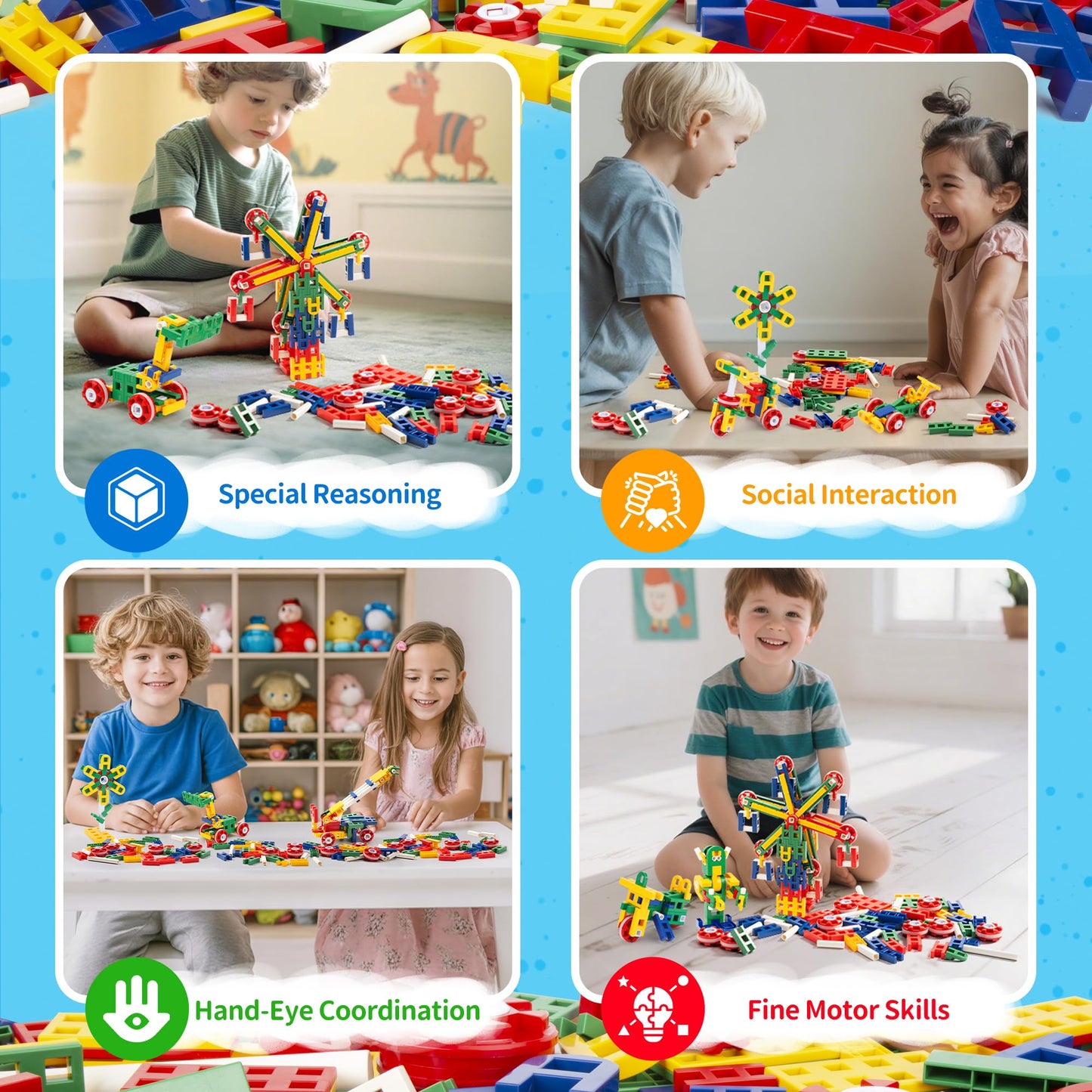 Cossy Stem Building Toys For Kids, Construction Building Blocks, Educational Toys For 3-5 4-8 5-7 6-8 Year Old, Creative Games,