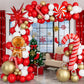 Christmas Balloon Garland Arch Kit Xmas Holiday Balloons With Red White Golden Balloons Candy Foil Balloons Candy Cane Balloons
