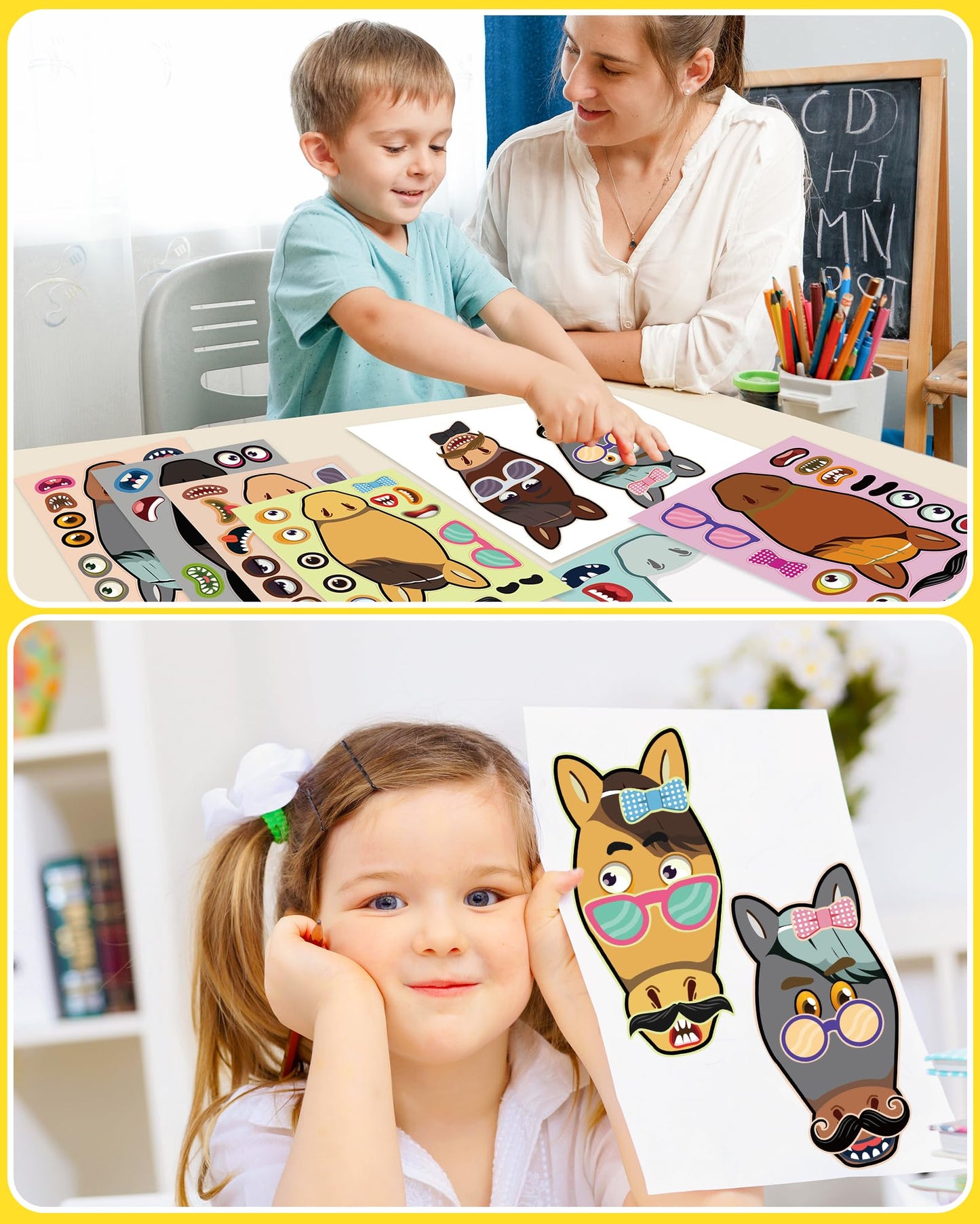 24 Pcs Make Your Own Animal Sticker Sheets For Kids With Horse Animals Face Stickers For Kids Crafts Activities Gift Bag Stuffer