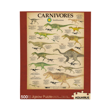 Aquarius Smithsonian Carnivore Dinosaurs Puzzle (500 Piece Jigsaw Puzzle) - Glare Free - Precision Fit - Officially Licensed Smithsonian Merchandise & Collectibles - 14 X 19 Inches