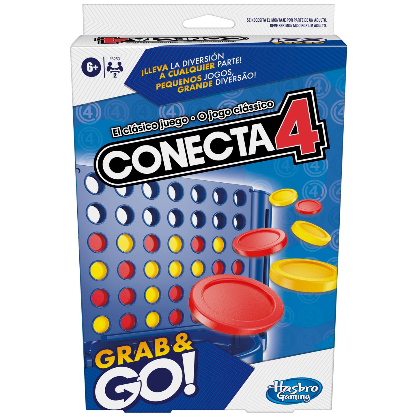 Hasbro Gaming Connect 4 Grab And Go - Portable Game For 2 Players - Classic Kids Game For Travel, Family And Friends Games,