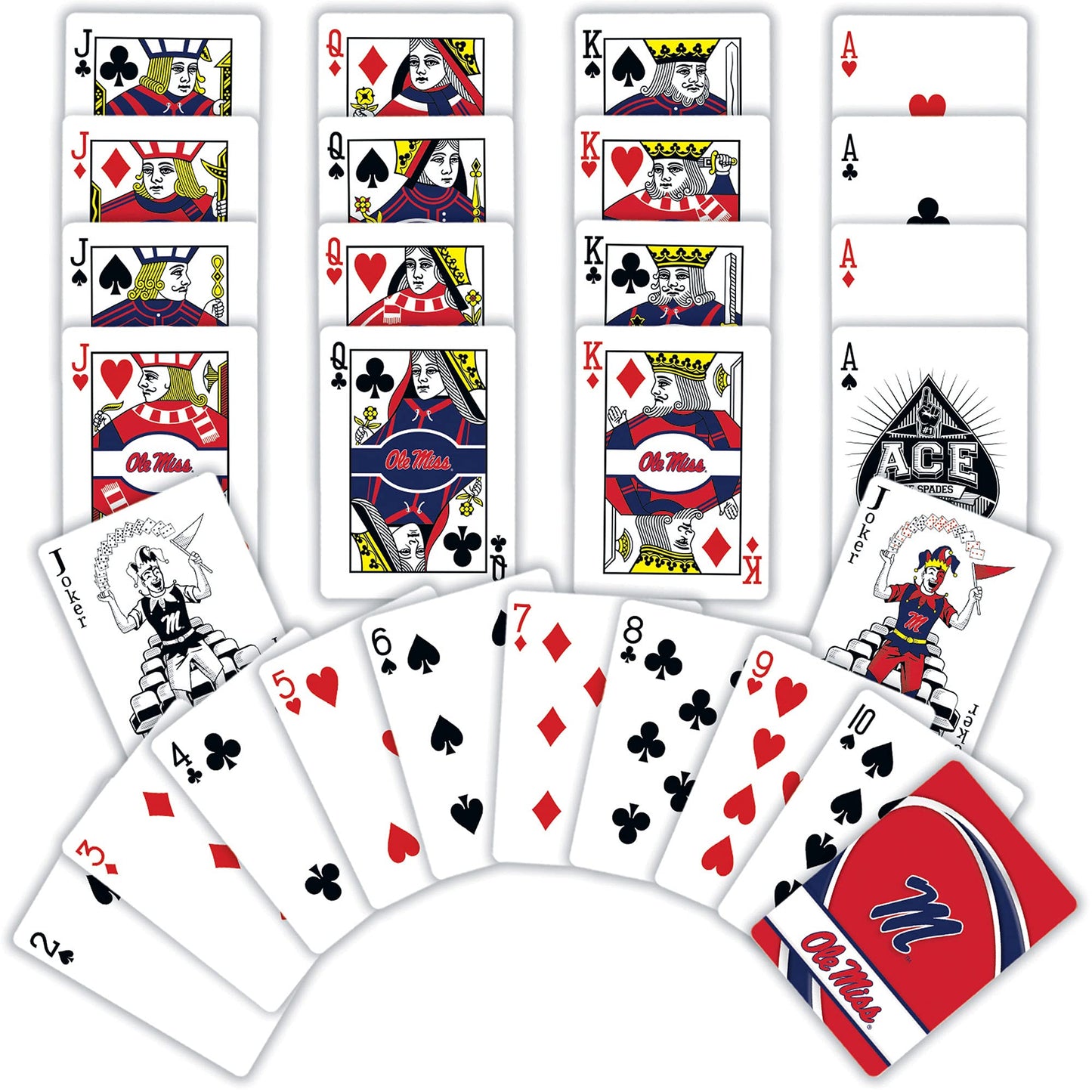 Masterpieces Family Games - Ncaa Ole Miss Rebels Playing Cards - Officially Licensed Playing Card Deck For Adults, Kids, And Fam