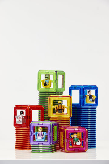 Magformers Construction Character 6 Pieces Add On, Rainbow Colors, Educational Magnetic Geometric Shapes Tiles Building Stem Toy Set Ages 3+
