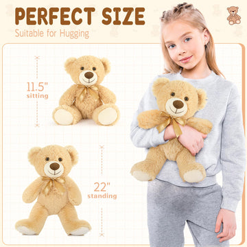 Maogolan 15 Pack Teddy Bears Bulk For Baby Shower, 14 In Small Teddy Bear Plush Toy, Mini Stuffed Bears Bulk For Kids Girlfriend, Wholesale Small Bear For Wedding, Birthday, Christmas