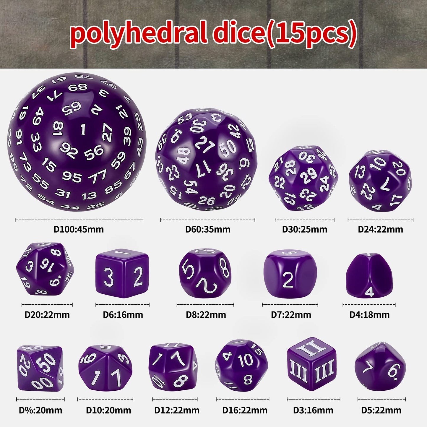 Ciaraq Dnd Polyhedral Dice Set (15Pcs) D4-D100 Game Dice With Dice Bag For Dungeons And Dragons Role Playing Table Games (Purple