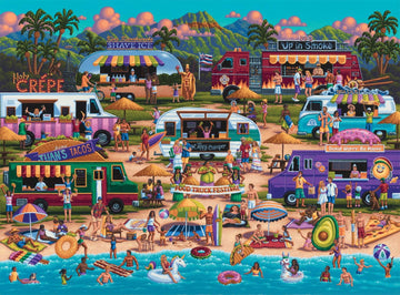 Buffalo Games Pun Fuzzles Hawaiian Food Truck Festival 1000 Piece Jigsaw Puzzle - Large Multicolor, Model 11204