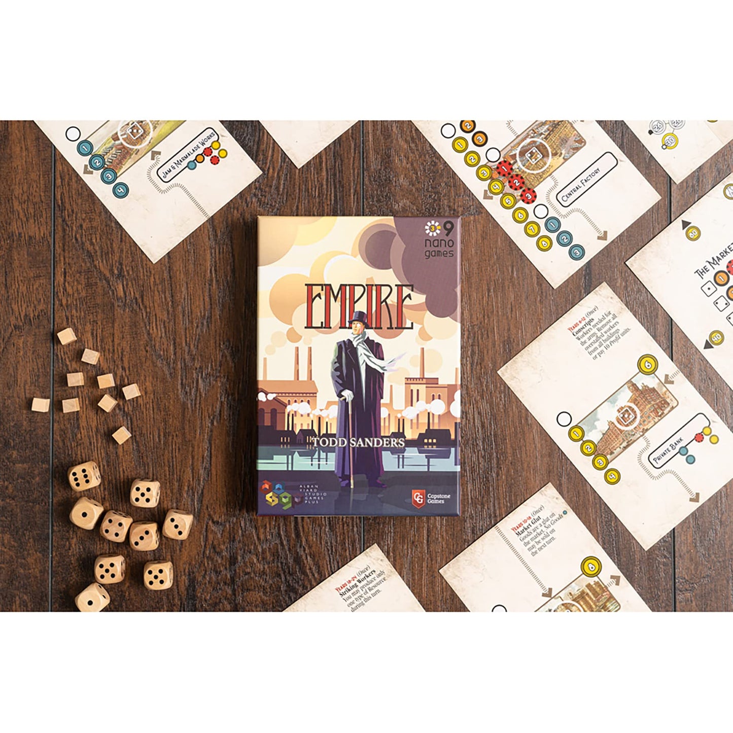 Capstone Games Nano9Games Volume 3: Empire - Capstone Games, Industrial Empire Building Strategy Board Game, 1 Player, 30 Min, A