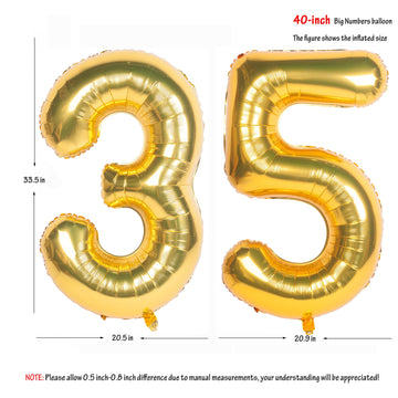 40 Inch Gold Number Balloons Helium Foil Mylar Balloon Birthday Party Banquet Decoration 35