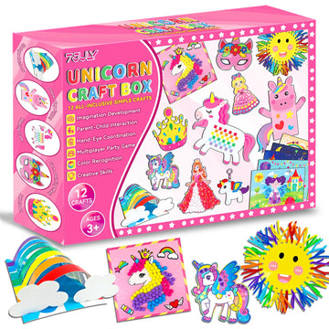 7july Unicorn Craft Box-12 Fun Arts and Crafts for Kids Ages 4-8,Educational Creative Toys, Art and Crafts Projects & Activities