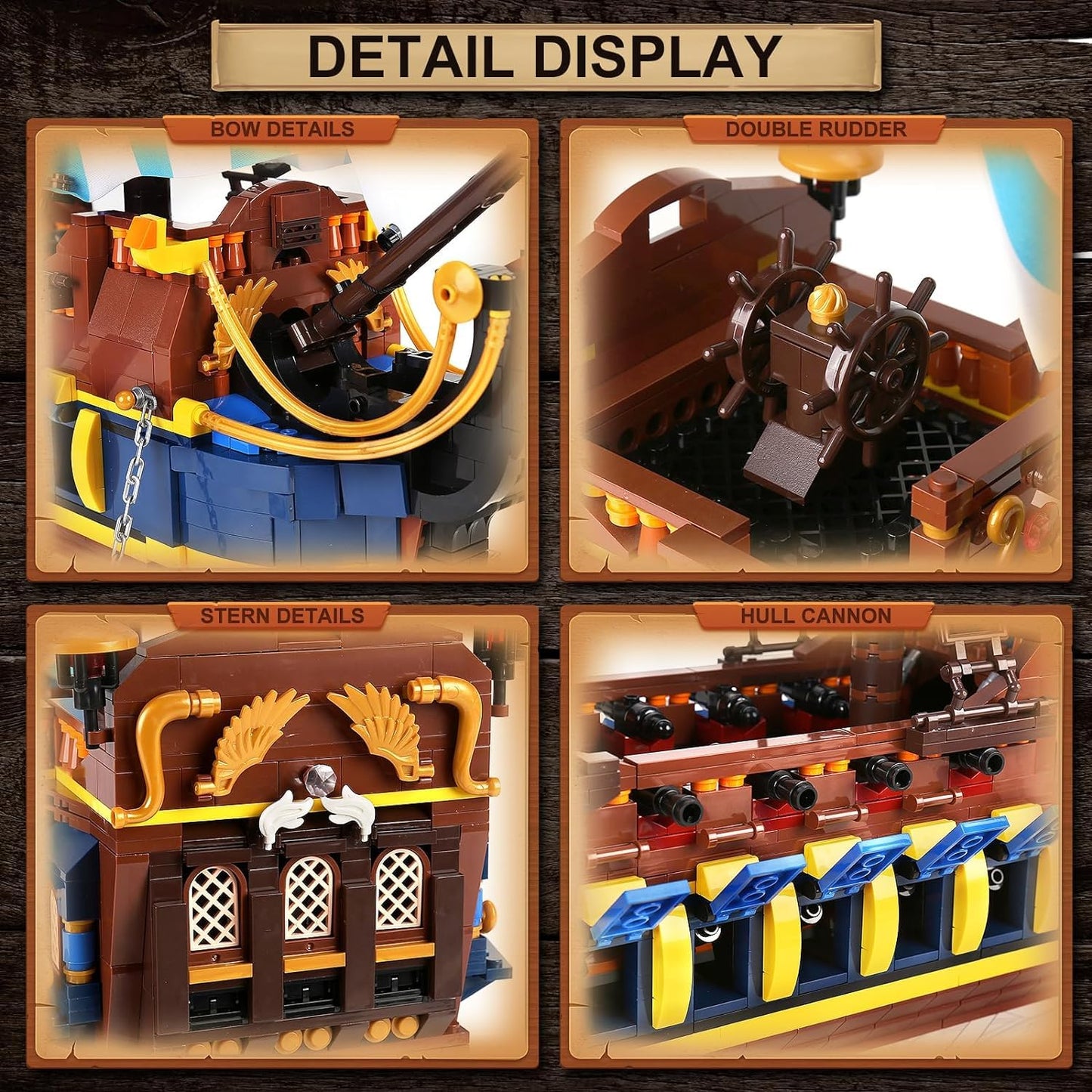 YESHIN Pirates Ship Model Building Blocks Kits  MOC Sailboat Model Construction Set to Build  Gift for Kids Age 8+/mature-themed Collections Enthusiasts (2010+Pieces)