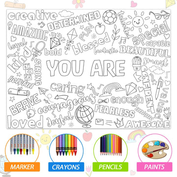Naozinebi Positive Coloring Poster For Kids Giant You Are Coloring Poster Large Positive Affirmations Coloring Tablecloth Jumbo