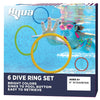 Aqua Classic Dive Rings, 6 Pack, Pool Toys For Kids, Toddlers, Teens, Pool Game, Ez Grab Large Diameter Swim Diving Rings, Red (Aqt4953)