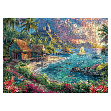 Beach Ocean Puzzles For Adults 1000 Pieces Nature, Summer Hawaii Landscape Scenic Jigsaw Puzzles, Bird Plant Flower Fish Sea Tur