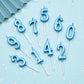 PHD CAKE 10-Pieces Blue Numeral Birthday Candles, Cake Numeral Candles Number 0-9 Glitter Cake Topper Decoration for Birthday,We