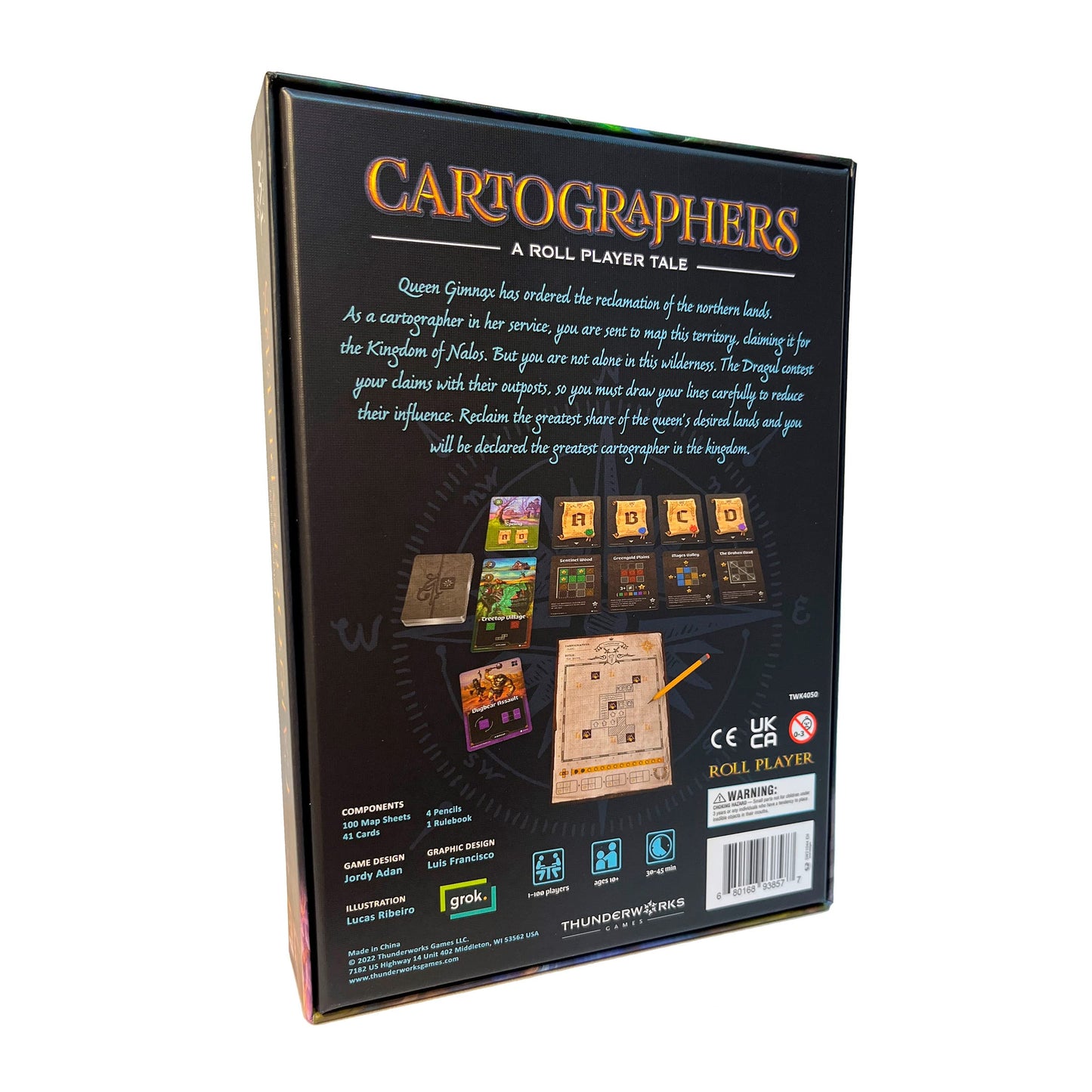 Thunderworks Games Cartographers: A Roll Player Tale - Strategy Board Game, Medium Size, Paper, 1-100 Players, 30-45 Minutes