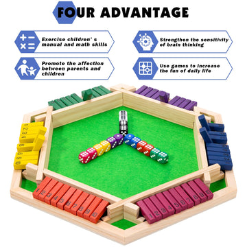 Shut The Box Game Wooden Board Game -2-6 Player Math Game - Educational And Entertaining