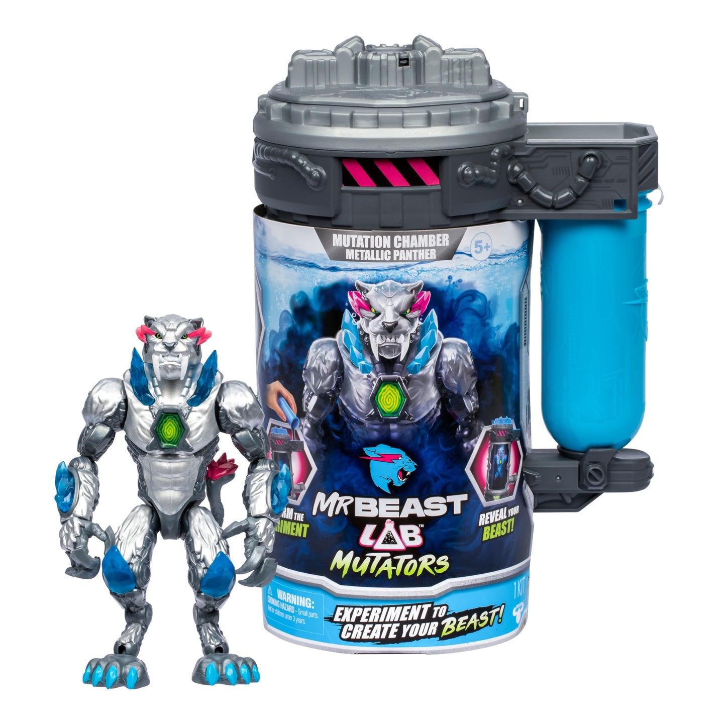 MRBEAST LAB Mutators - Ultimate Beast Experiment Set, Collectible Metallic Panther Action Figure, Multicolor, Model 24718