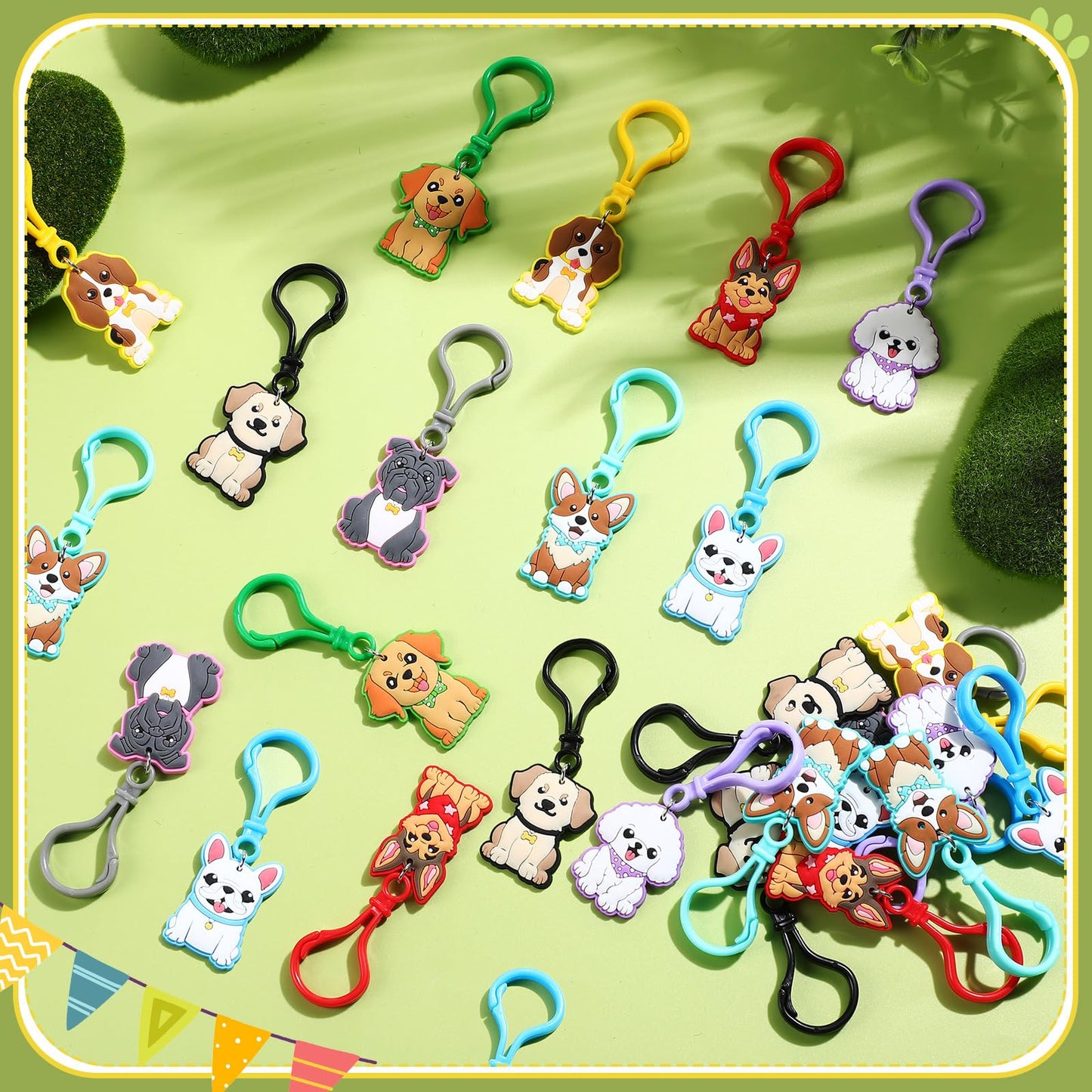Jadive 24 Pack Puppy Dog Keychains Dog Party Favors Birthday Decorations Cute Animals Ornament Pendant for Christmas Boy Girl Gi