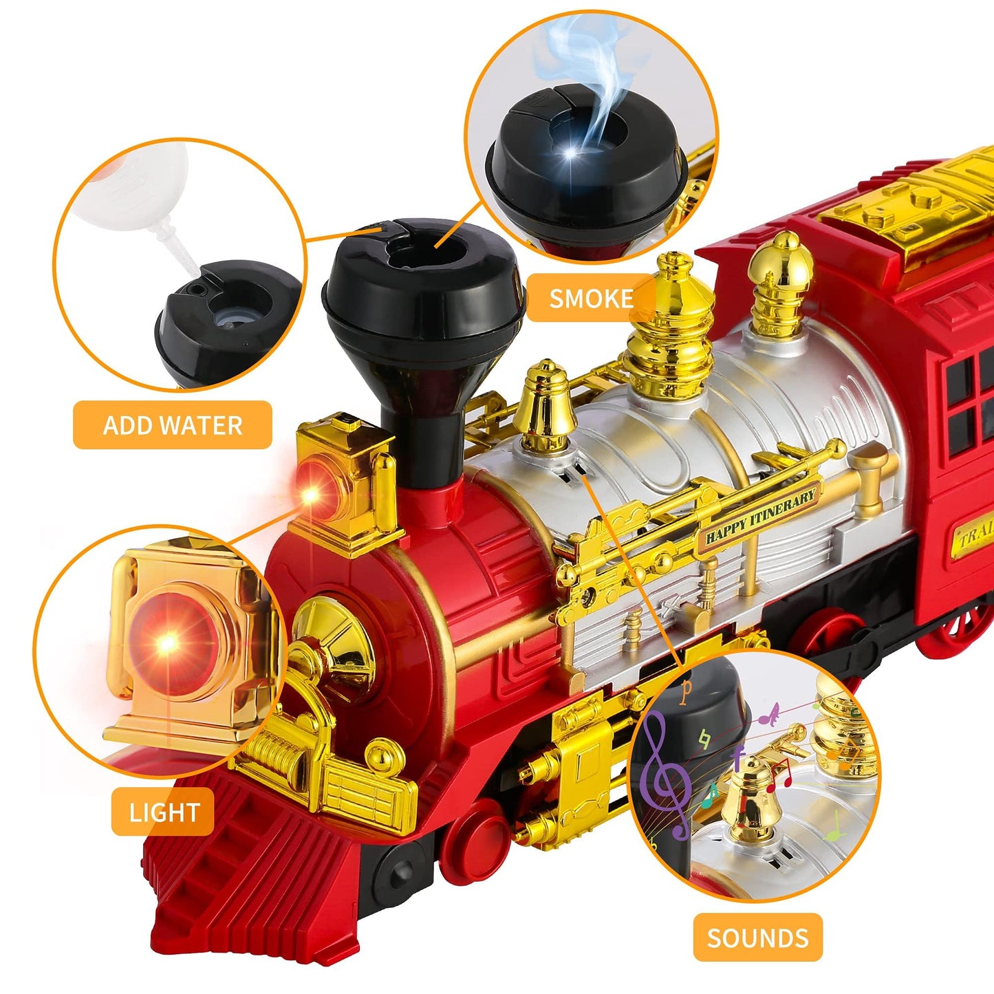 Ifanface Train Toy For Toddlers 3-5, Bump & Go Trucks Locomotive Electric Steam Engine With Smoke, Light & Sound, Toddler Toy Trucks For Boys Ideal Gift For Ages 3 And Up Children Kids Girls