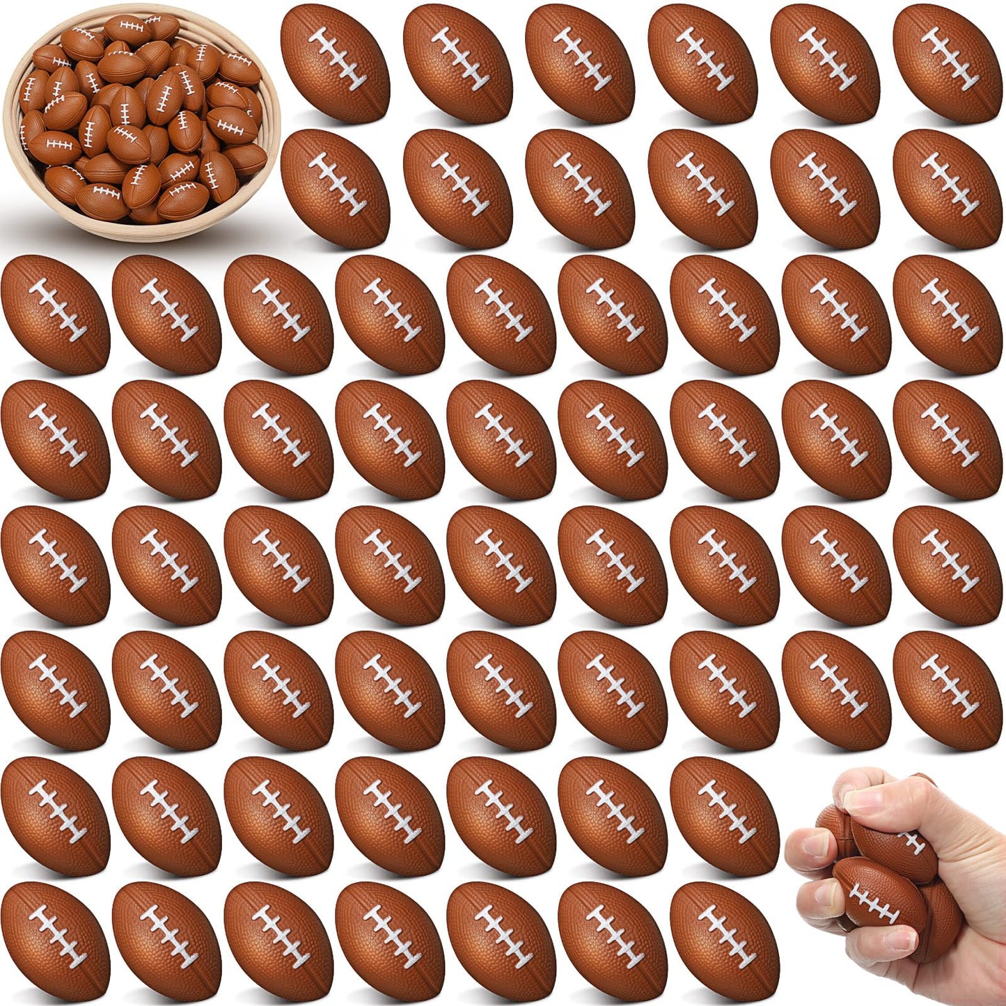 Civaner 500 Pcs Mini Foam Footballs for Adults 1.46 x 0.98 Inch Small Football Stress Balls Sports Fidget Ball for School Carniv