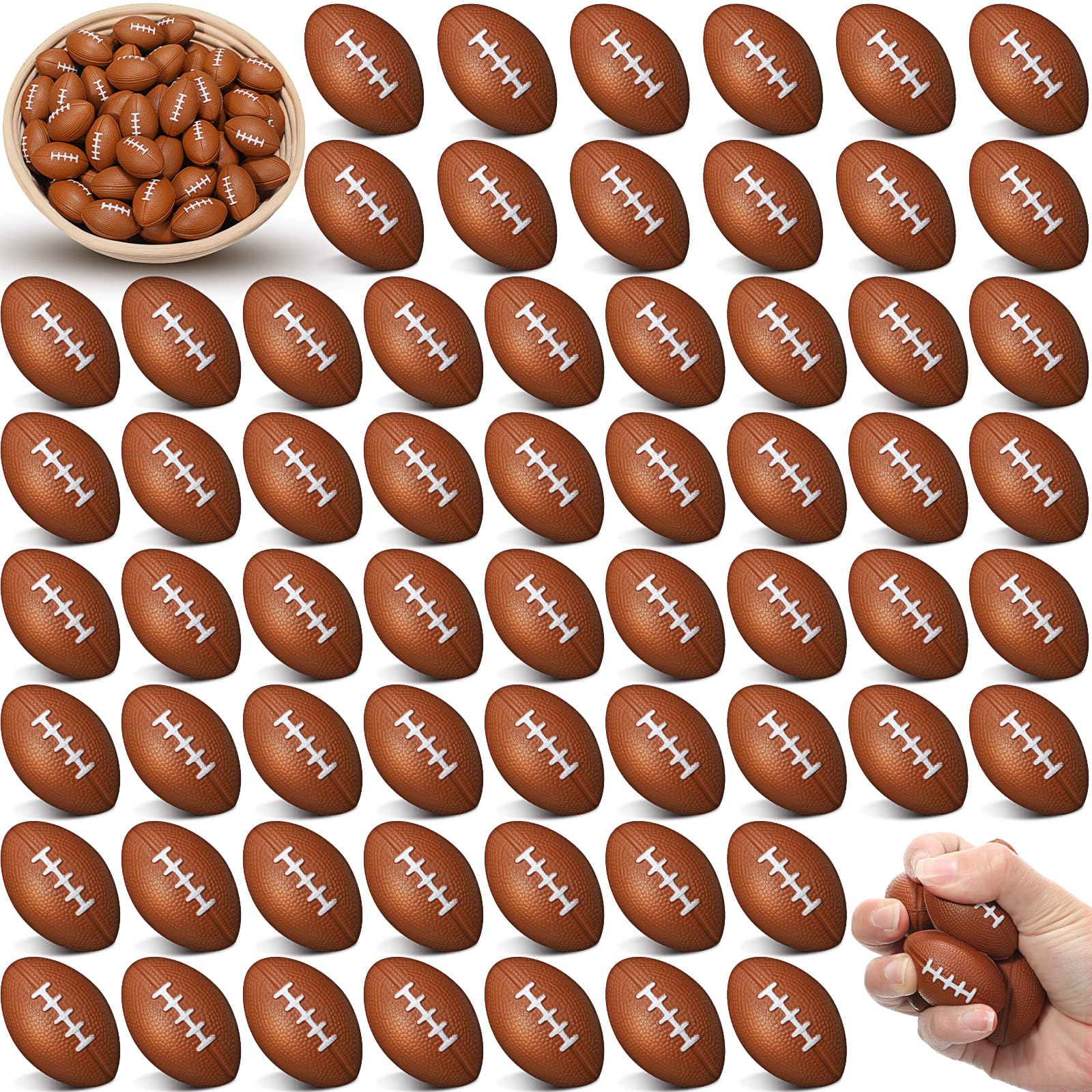 Civaner 500 Pcs Mini Foam Footballs for Adults 1.46 x 0.98 Inch Small Football Stress Balls Sports Fidget Ball for School Carniv