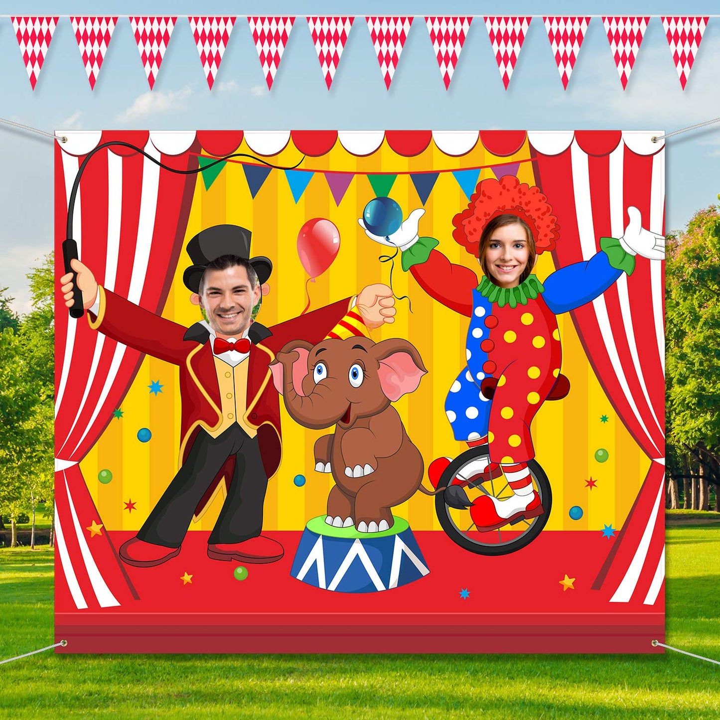 Blulu Carnival Backdrops for Party Circus Decorations 59 x 51 Inch Carnival Photo Door Banner Circus Theme Carnival Banner Carni